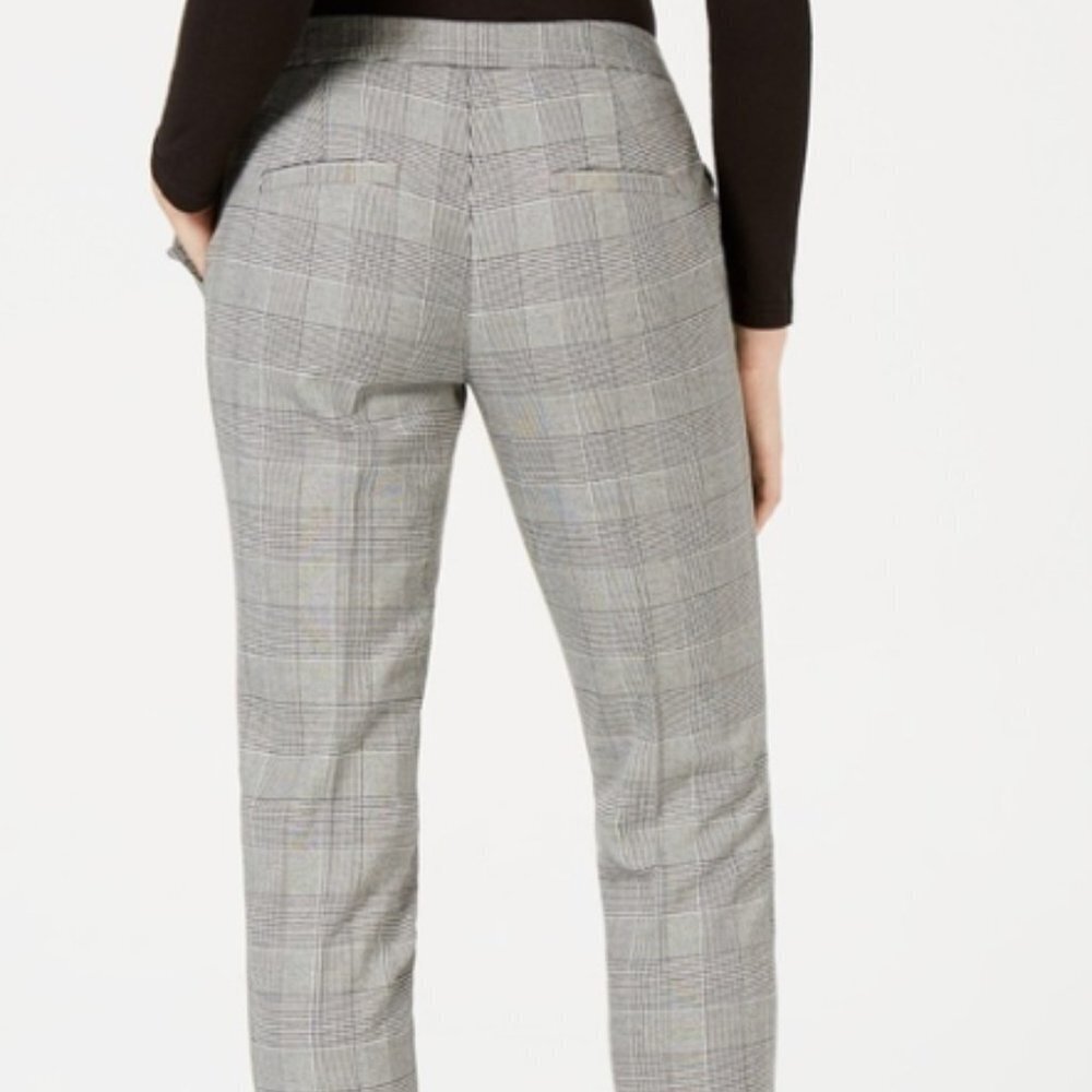 Maison Jules NWT Stardust Houndstooth Plaid Flat Front Slim Cropped Pants Sz 12 - Picture 2 of 13